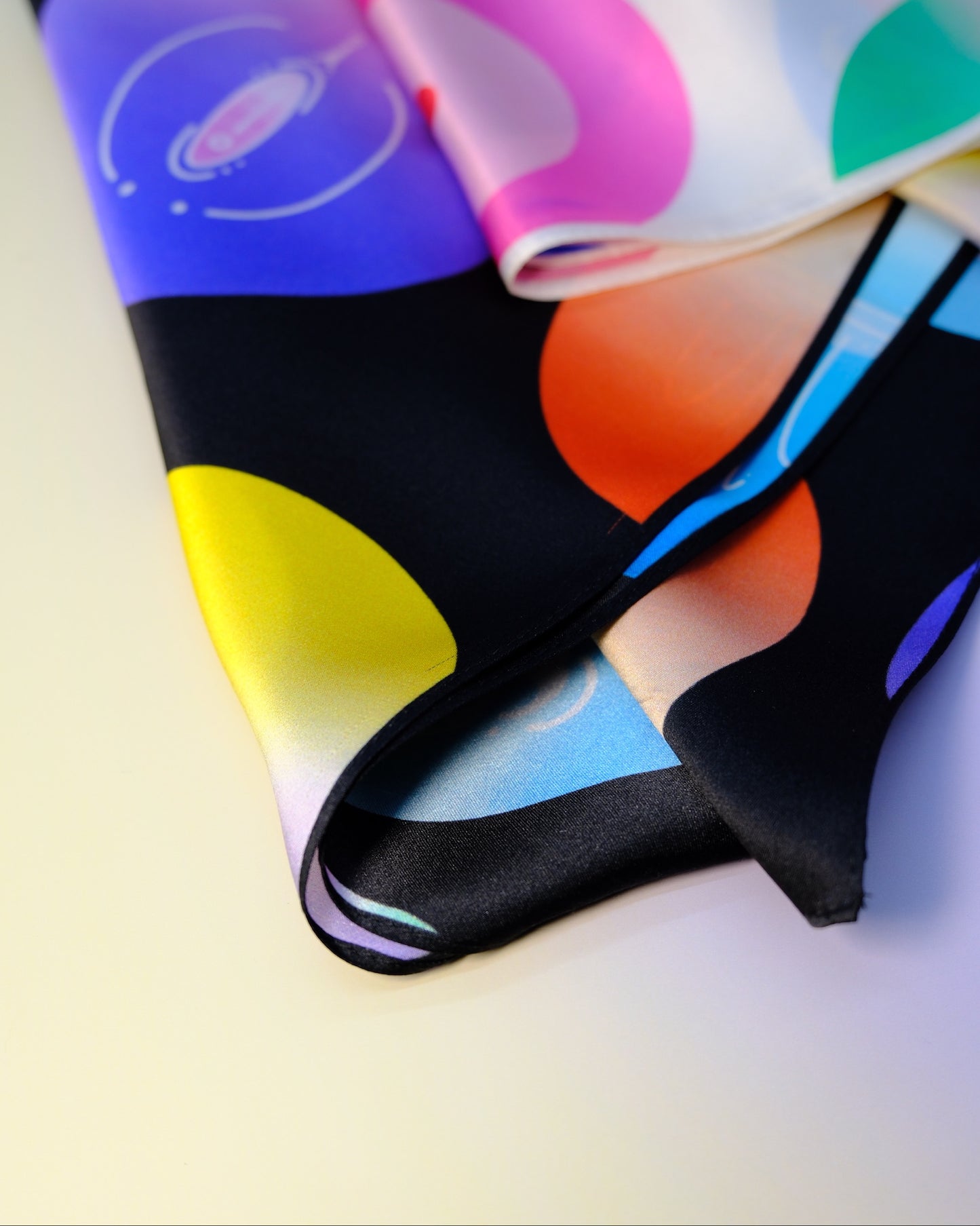 "OF HER BODY" SILK BANDANA SCARF- BLACK DOTS