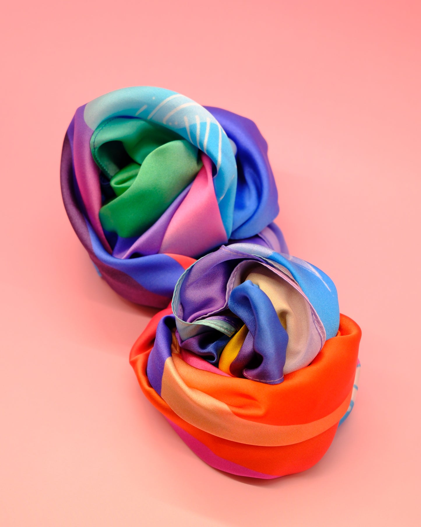 "OF HER BODY" SILK BANDANA SCARF- BLUE