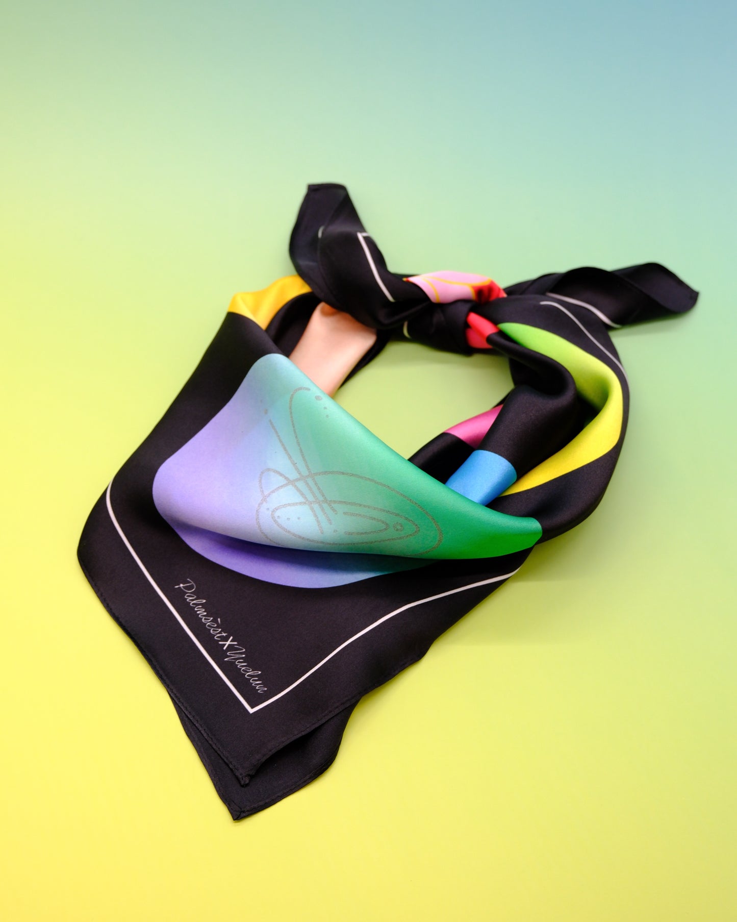 "OF HER BODY" SILK BANDANA SCARF- BLACK