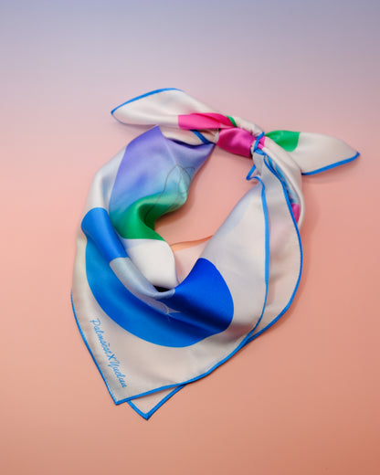 "OF HER BODY" SILK BANDANA SCARF- WHITE