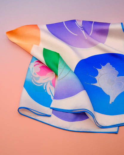 "OF HER BODY" SILK BANDANA SCARF- WHITE