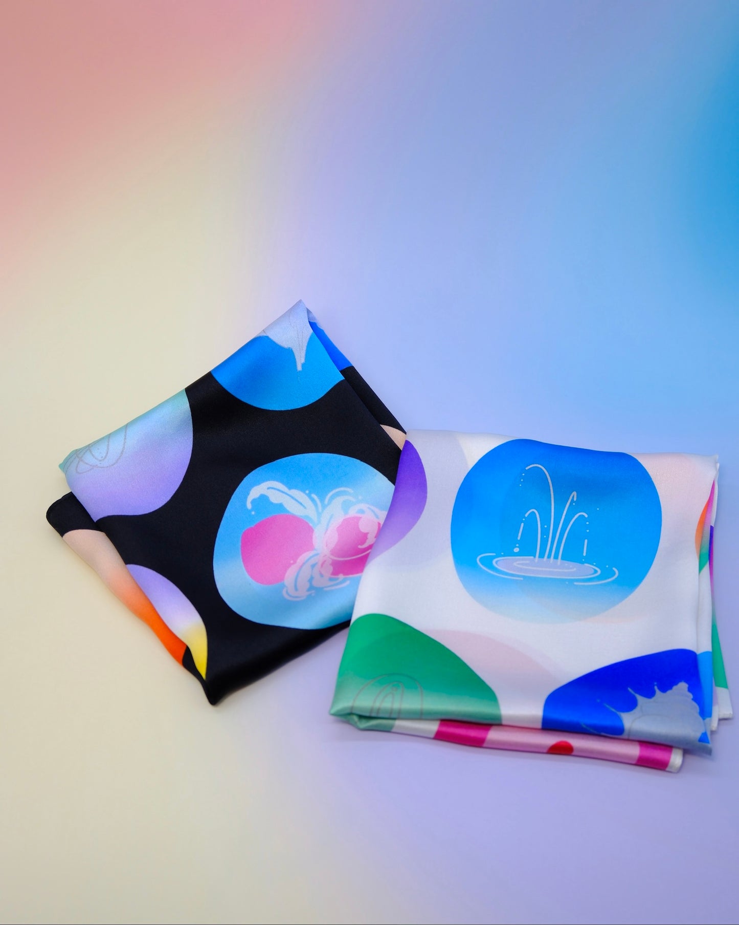 "OF HER BODY" SILK BANDANA SCARF- WHITE DOTS