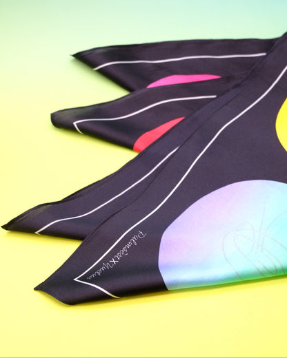 "OF HER BODY" SILK BANDANA SCARF- BLACK