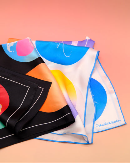 "OF HER BODY" SILK BANDANA SCARF- BLACK