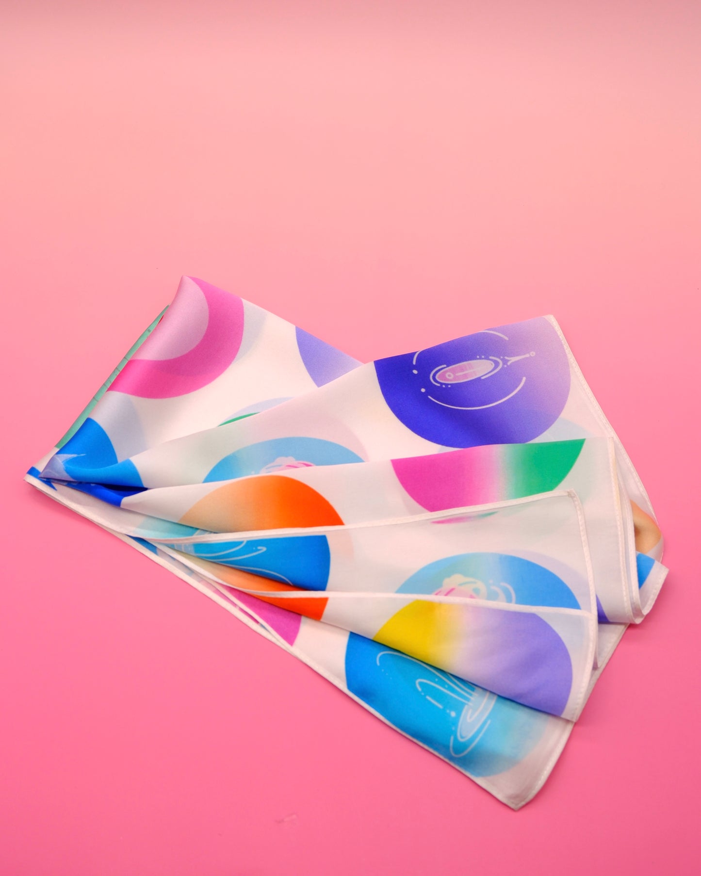 "OF HER BODY" SILK BANDANA SCARF- WHITE DOTS