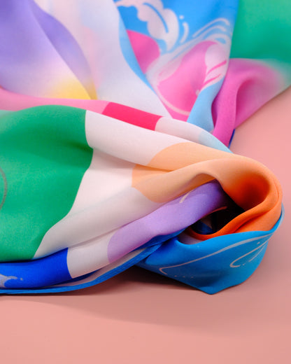 "OF HER BODY" SILK BANDANA SCARF- WHITE