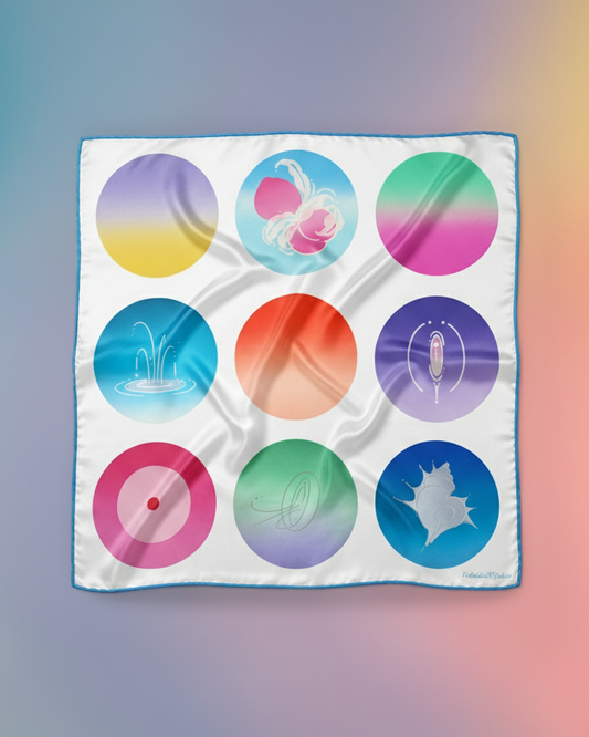 "OF HER BODY" SILK BANDANA SCARF- WHITE