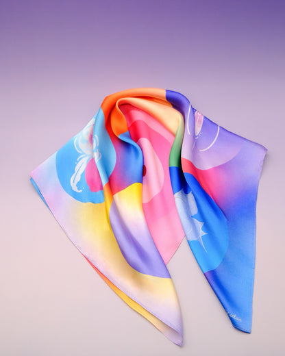 "OF HER BODY" SILK BANDANA SCARF- PINK