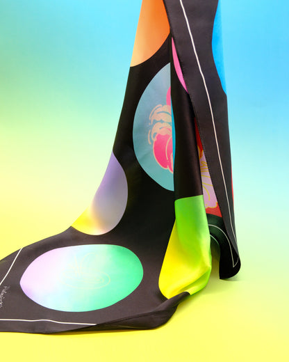 "OF HER BODY" SILK BANDANA SCARF- BLACK