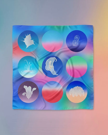 "OF HER BODY" SILK BANDANA SCARF- BLUE